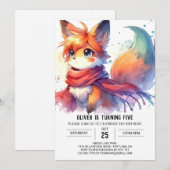 チルドウッドランドキツネ誕生日 招待状 (正面/裏面)