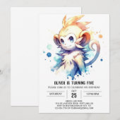 チルドウッドランドモンキー誕生日 招待状 (正面/裏面)