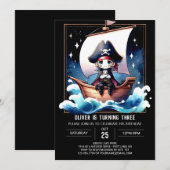 チルドパステルパイレーツ誕生日 招待状 (正面/裏面)