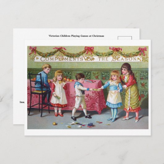 チルドレンアットクリスマスパーティービンテージイメージ ポストカード (正面/裏面)