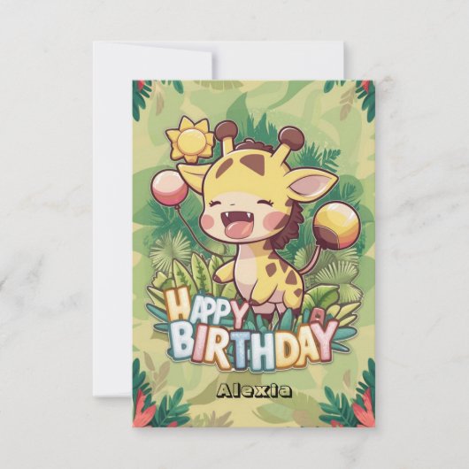 チルドレンエレガントズキリン誕生日 カード (正面)