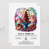 チルドレンカラフルズチョコレート誕生日 招待状 (正面/裏面)