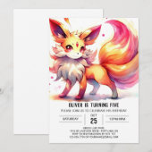 チルドレンズシックキツネ誕生日 招待状 (正面/裏面)