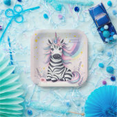 チルドレンズゼブラユニコーンレインボーバースデーパーティー ペーパープレート (パーティー)