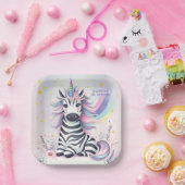 チルドレンズゼブラユニコーンレインボーバースデーパーティー ペーパープレート (パーティー)