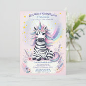 チルドレンズゼブラユニコーンレインボーバースデーパーティー 招待状 (スタンド正面)