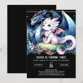 チルドレンズドラゴン誕生日 招待状 (正面/裏面)
