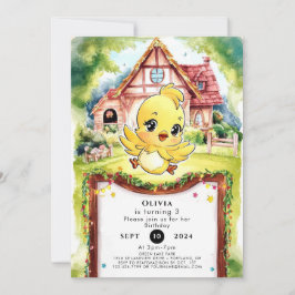 チルドレンズパステルチキン誕生日 招待状