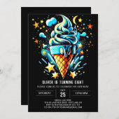 チルドレンズブルースプリンクルスボーイスクリーム誕生日 招待状 (正面/裏面)