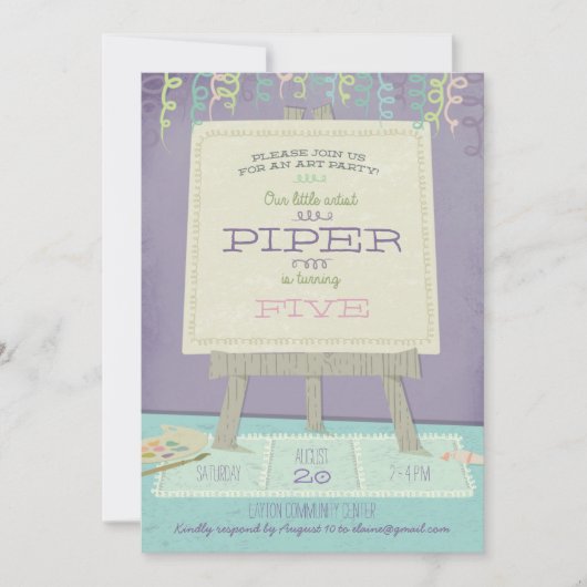 チルドレンズ・アート・バースデー・パーティーの招待 招待状 (正面)