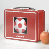 チルドレンパーソナライズされたズレッドサッカーメタルランチB メタルランチボックス (インサイチュ)