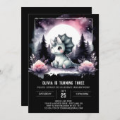 チルドレンモダントリケラトプス誕生日 招待状 (正面/裏面)