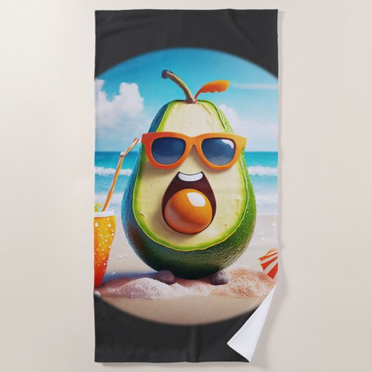 チルフルーツ – アボカド ビーチタオル (正面)
