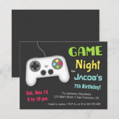 チルボーイズ ビデオゲームの夜 誕生日パーティー 招待状 (正面/裏面)