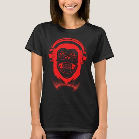 チルモンキーファッショナブルサル音楽ゲームお尻H Tシャツ (正面)