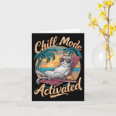 チルモード付猫Glesオンビーチ カード (黄色い花)