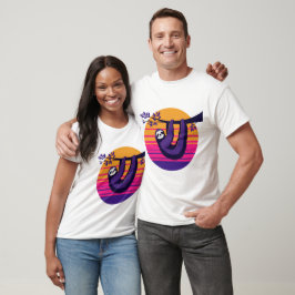 チルライクアスロース – レトロサンセットスロース Tシャツ