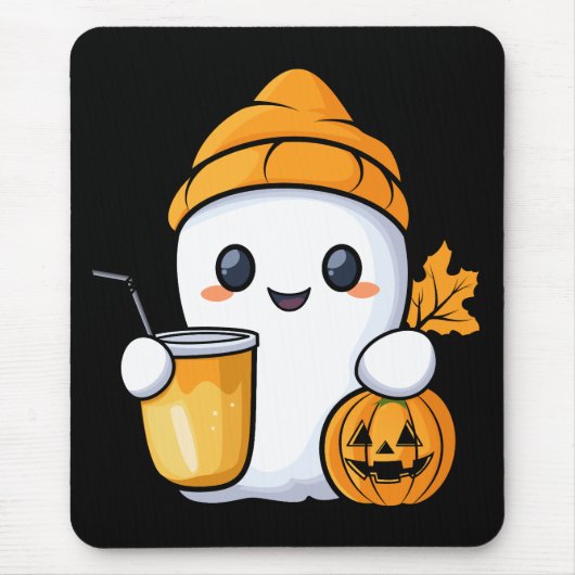 チル幽霊ウォームコーヒーコージー秋 マウスパッド (正面)