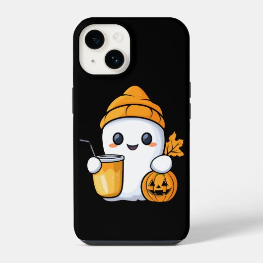 チル幽霊ウォームコーヒーコージー秋 iPhoneケース (裏面)