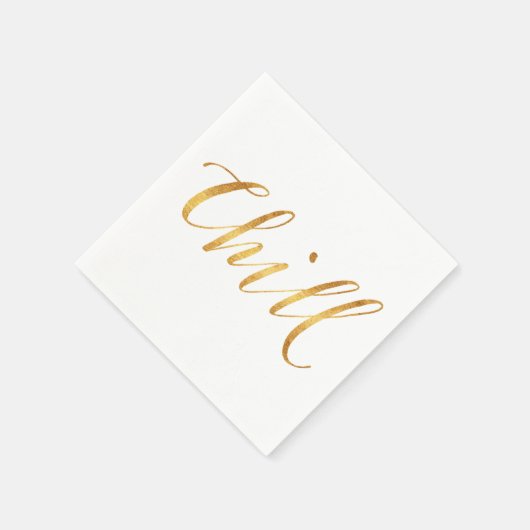 チル引用文フェイクゴールドフォイル引用文スパークリーおもしろい スタンダードカクテルナプキン (角)