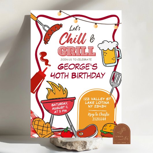 チル&グリル 大人の誕生日 ビール BBQ 招待状