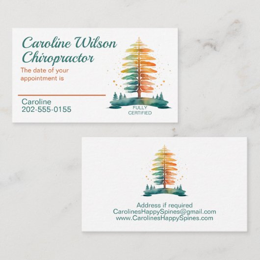 チロパクター骨質生理療法士アポイントメント 名刺 (正面/裏面)