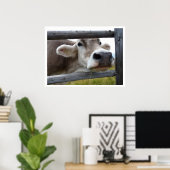 チロル牛の顔スルー・フェンス ポスター (ホームオフィス)