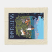 チロン城 | スイス フリースブランケット (正面(横))