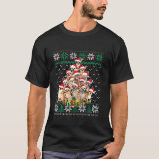 チワおもしろいフアクリスマスツリーサンタ醜いセーター Tシャツ