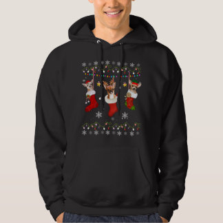 チワおもしろいホアクリスマス靴下ライトギフトドッグロー パーカ