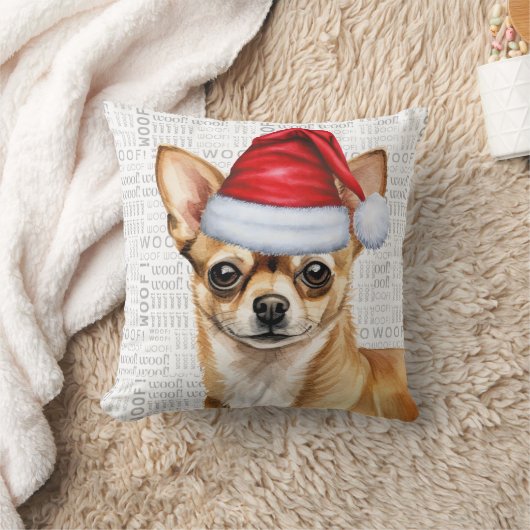 チワおもしろいホアドッグウォーターカラークリスマス クッション (ブランケット)