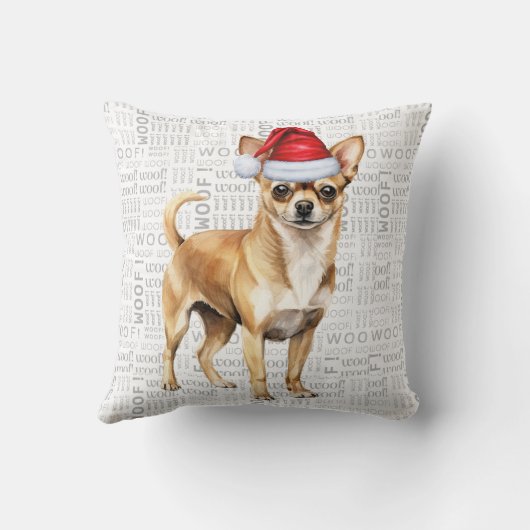 チワおもしろいホアドッグウォーターカラークリスマス クッション (裏面)