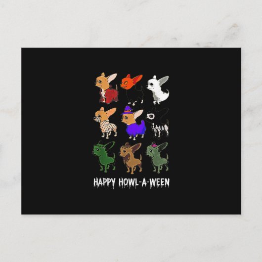 チワおもしろいホアドッグハロウィーンハッピーハローウィン 案内ポストカード (正面)