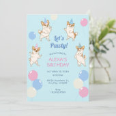 チワおもしろいホアドッグ踊りパワティ誕生日 招待状 (スタンド正面)