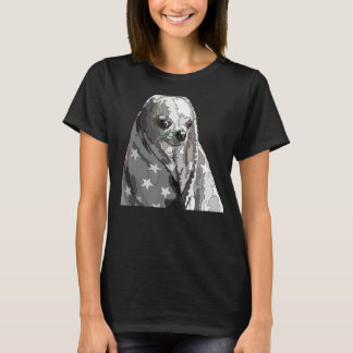 チワおもしろいワママパパ犬L毛布にチワワ Tシャツ