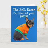 チワおもしろいワ犬の誕生日カード カード (黄色い花)