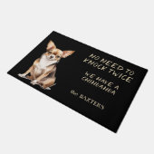 チワおもしろいワ犬は2回ノックする必要はない ドアマット (アングル)