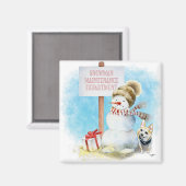 チワおもしろいワ雪だるま磁石 マグネット (正面/裏面)