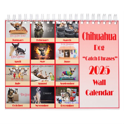 チワおもしろいワ2025キャッチフレーズWall Calendar カレンダー (カバー)
