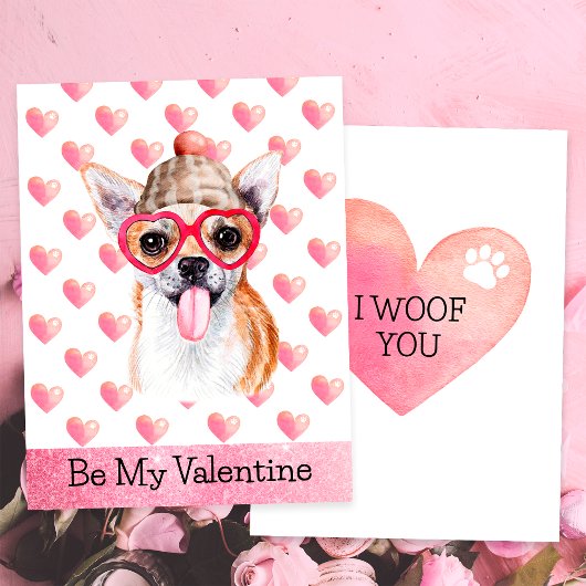 チワおもしろいワI Woof You Dog Valentine's Day シーズンカード