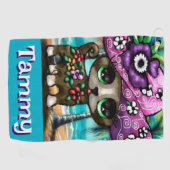 チワお洒落ホアドグヤシの木パーソナライズされた ゴルフタオル (横)