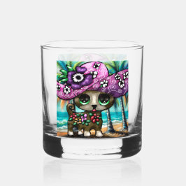 チワお洒落ホアドッグオンバケーションパームツリーズ ウイスキーグラス