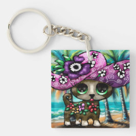 チワお洒落ホアドッグオンバケーションパームツリーズ キーホルダー