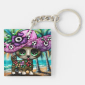 チワお洒落ホアドッグオンバケーションパームツリーズ キーホルダー (裏面)