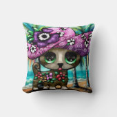 チワお洒落ホアドッグオンバケーションパームツリーズ クッション (正面)