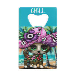 チワお洒落ホアドッグオンバケーションパームツリーズ クレジットカード栓抜き