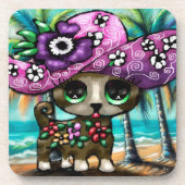 チワお洒落ホアドッグオンバケーションパームツリーズ コースター (正面)