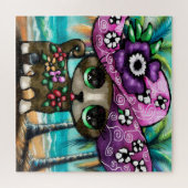 チワお洒落ホアドッグオンバケーションパームツリーズ ジグソーパズル (横)