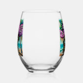 チワお洒落ホアドッグオンバケーションパームツリーズ ステムなしワイングラス (右)