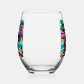 チワお洒落ホアドッグオンバケーションパームツリーズ ステムなしワイングラス (左)